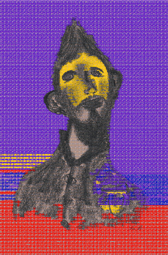Signal Behind the Mask LaB No160 graphite and digital artwork