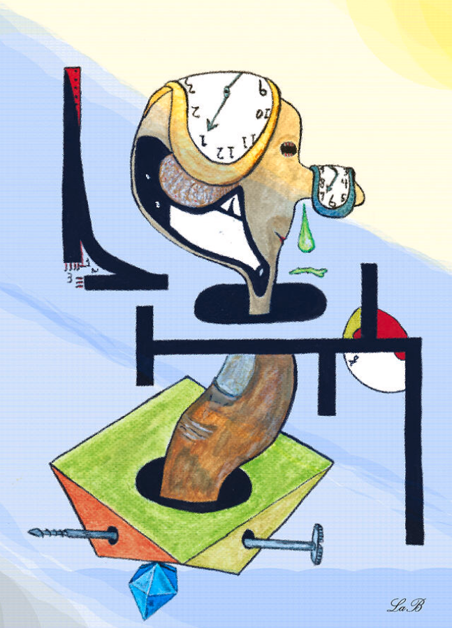 The Chrono Sufferer LaB No149 surreal watercolor painting